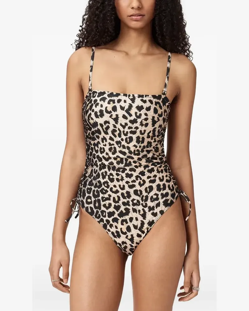 AllSaints Court leopard-print ruched swimsuit - Nude Nude