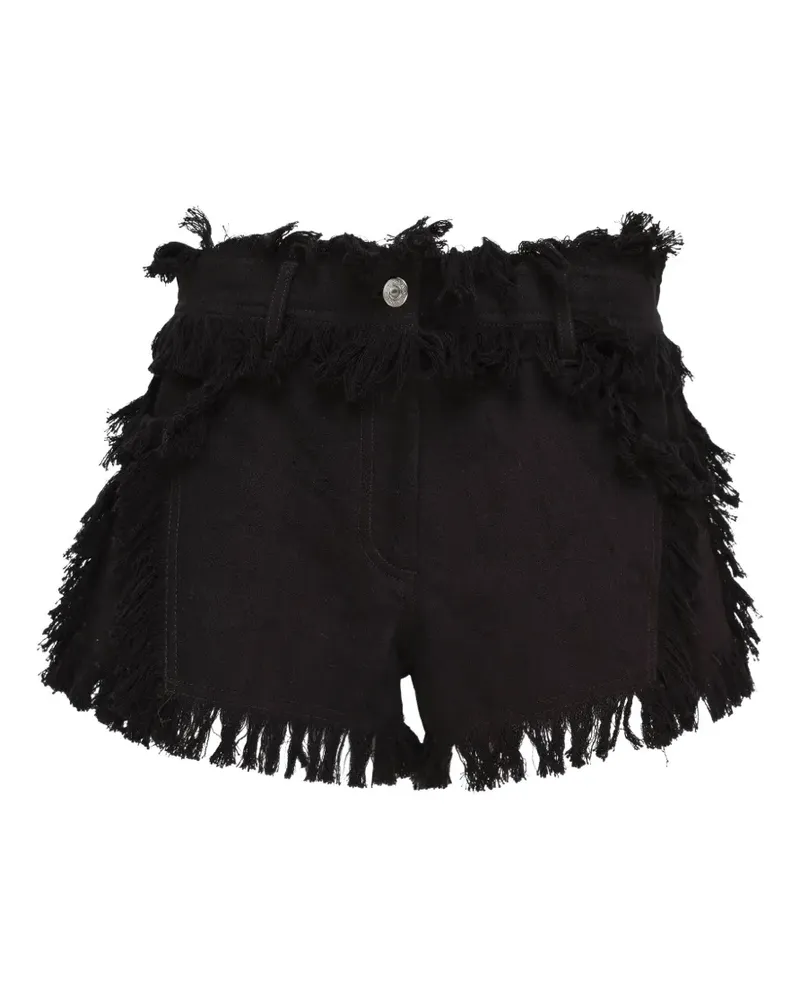 MSGM fringe-trimmed denim shorts - Schwarz Schwarz