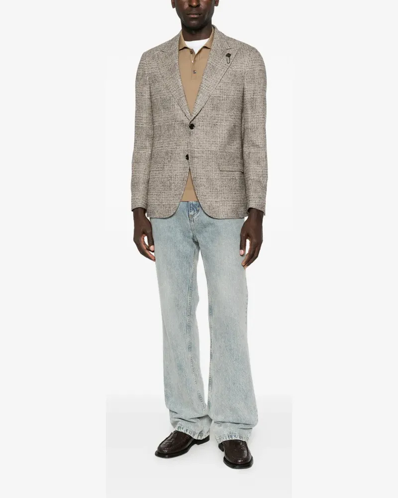 LARDINI Prince of Wales check blazer - Braun Braun