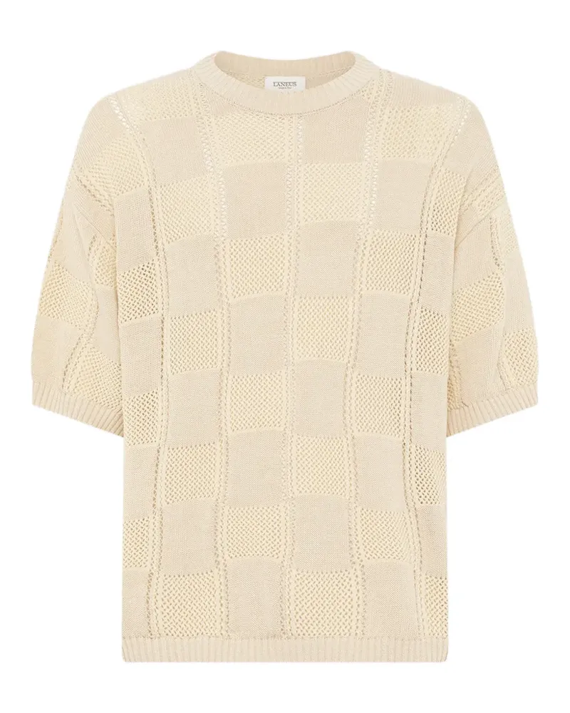 Laneus Gestricktes T-Shirt mit Check - Nude Nude