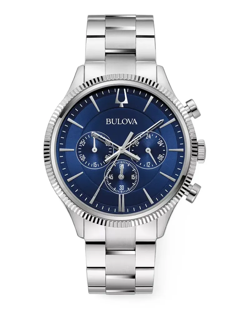 BULOVA Classic 42mm fluted-bezel watch - Blau Blau