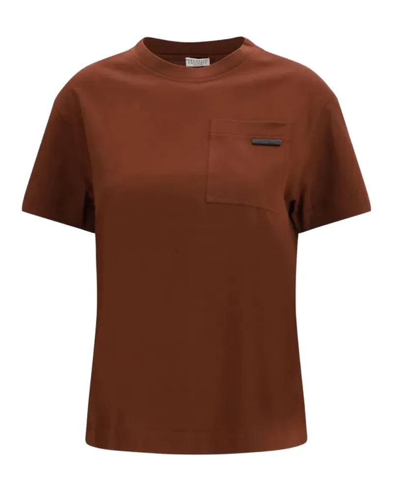 Brunello Cucinelli Monili-embellished pocket T-shirt - Braun Braun
