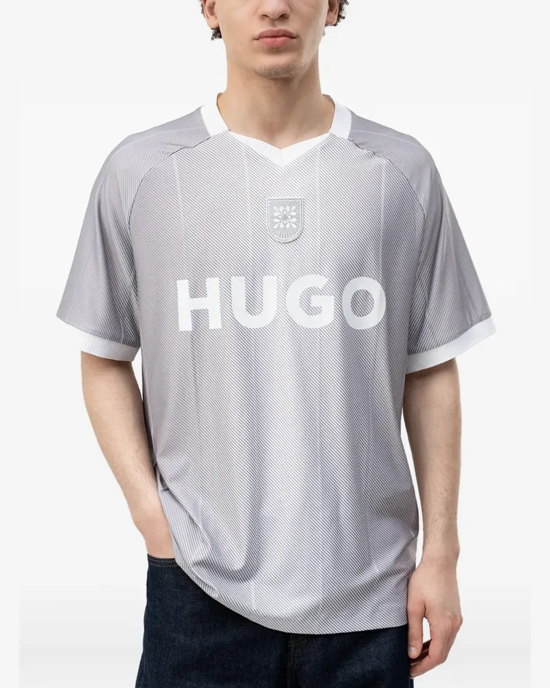 HUGO BOSS logo-print V-neck T-shirt - Grau Grau