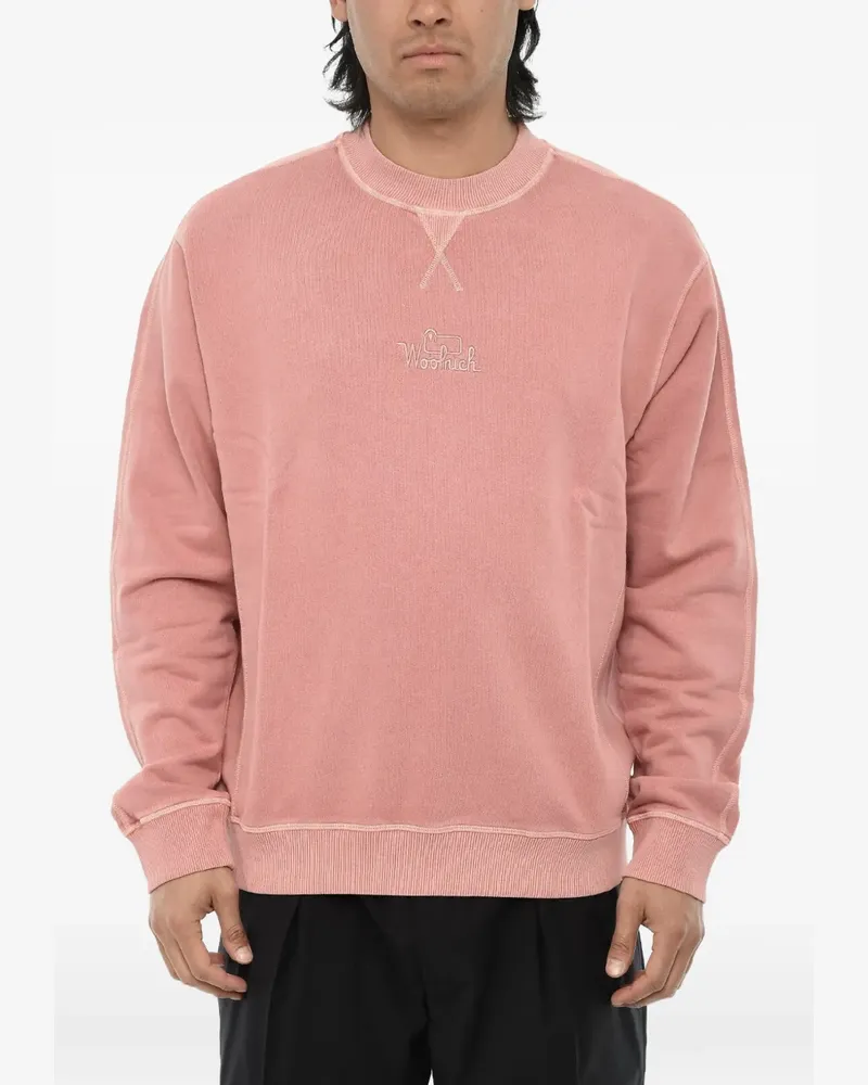 Woolrich logo-embroidered brushed-cotton sweater - Rosa Rosa