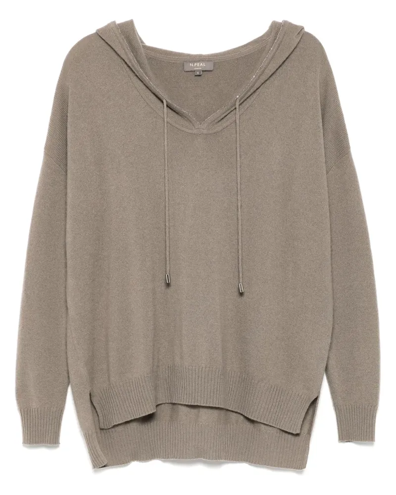 N.Peal Maya Hoodie mit Metallbesatz - Braun Braun