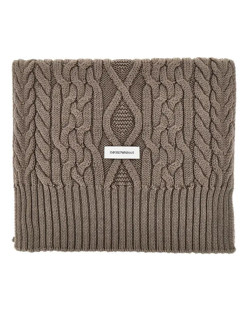 Emporio Armani cable-knit snood scarf - Braun Braun