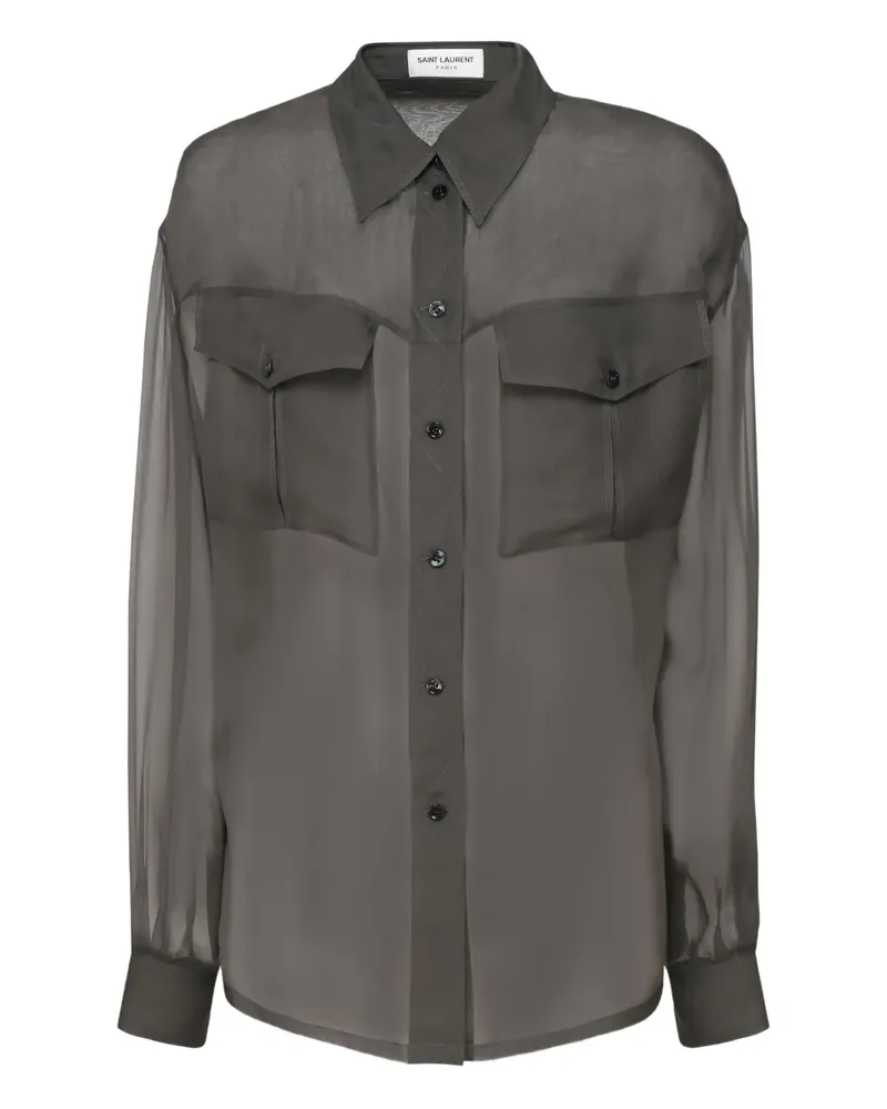 Saint Laurent Hemd mit Klappentasche - Grau Grau