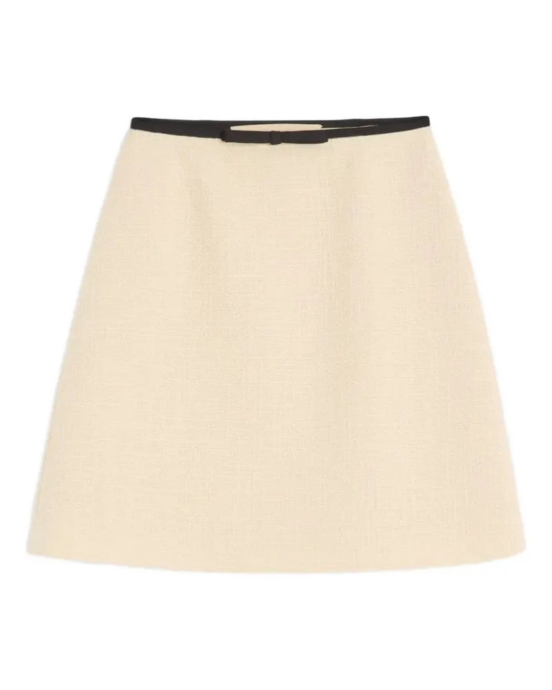 Valentino Garavani bow-detail tweed skirt - Nude Nude