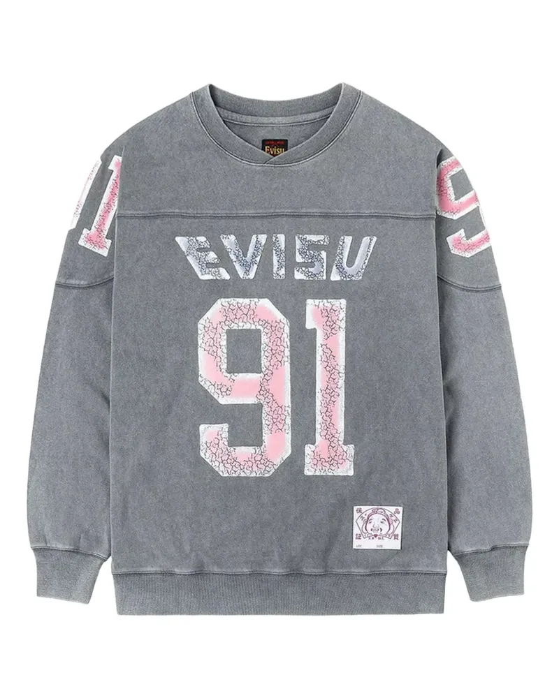 Evisu Sweatshirt mit Nummern-Applikation - Grau Grau