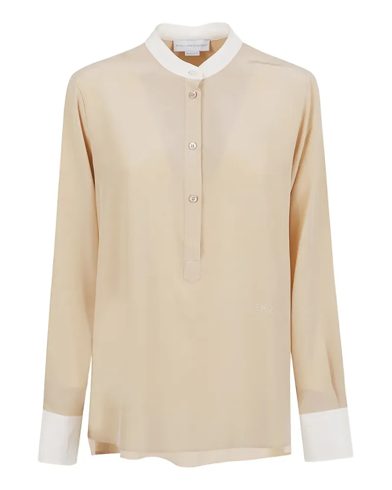 Stella McCartney contrast-panel long-sleeve blouse - Nude Nude