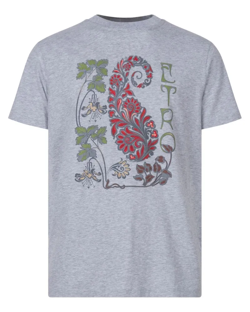 Etro T-Shirt mit Blumen-Print - Grau Grau