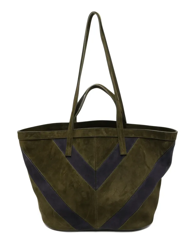 Missoni Mittelgroße Trapezoid Tote Bag aus Wildleder mit Chevron-Muster - Grün Grün
