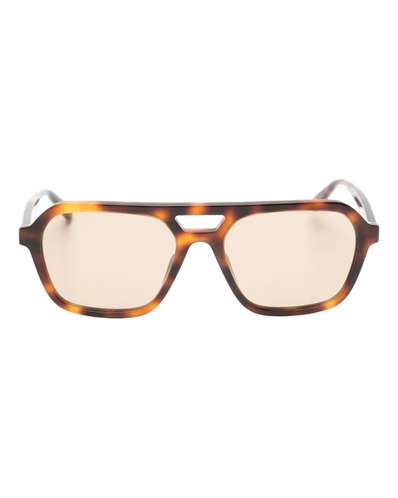 Saint Laurent SL 905 double-bridge pilot-frame sunglasses - Braun Braun