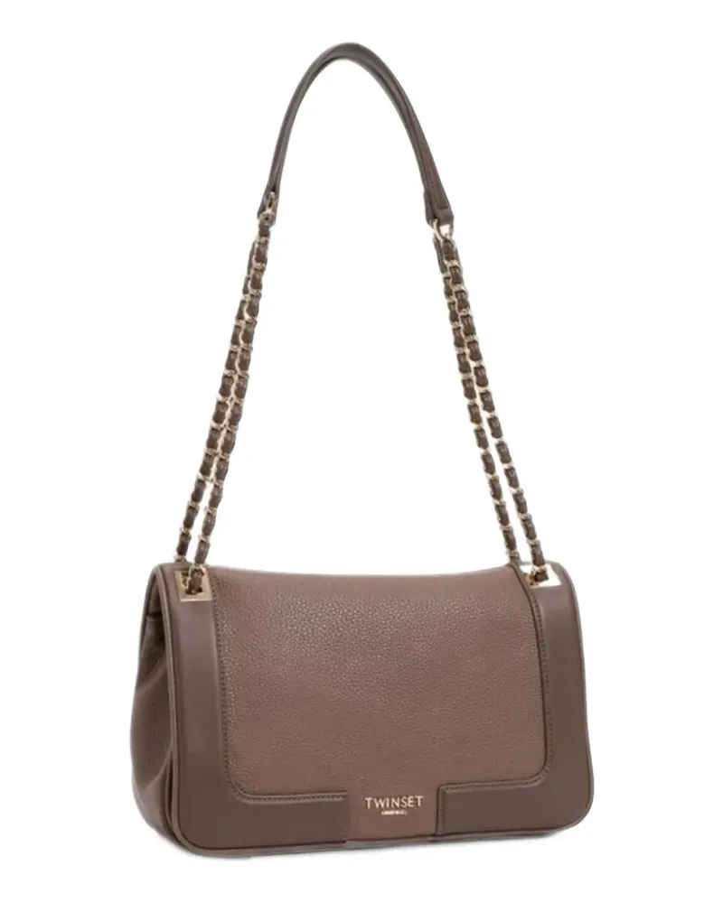 Twin-Set Schultertasche aus gekörntem Leder - Braun Braun