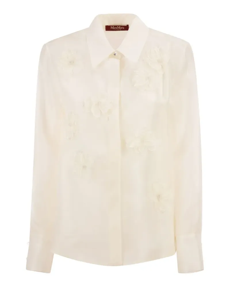 Max Mara Mseagi embroidered-flower silk shirt - Nude Nude