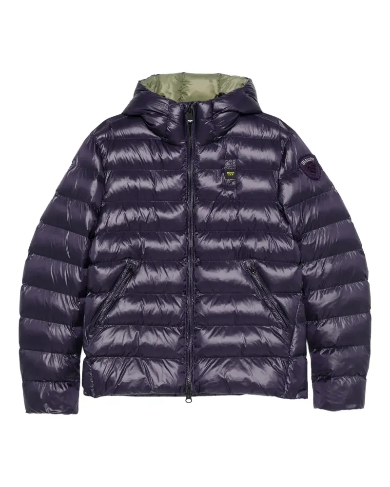 Blauer Gesteppte Kapuzenjacke Blau