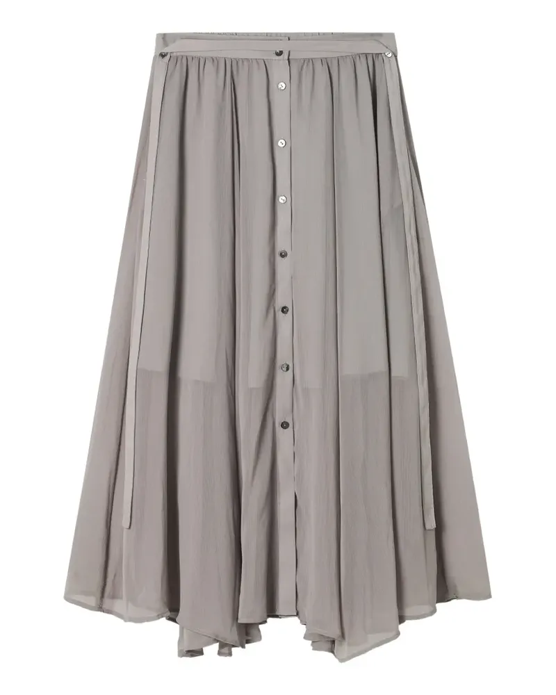 b+ab long button-front pleated skirt - Grau Grau