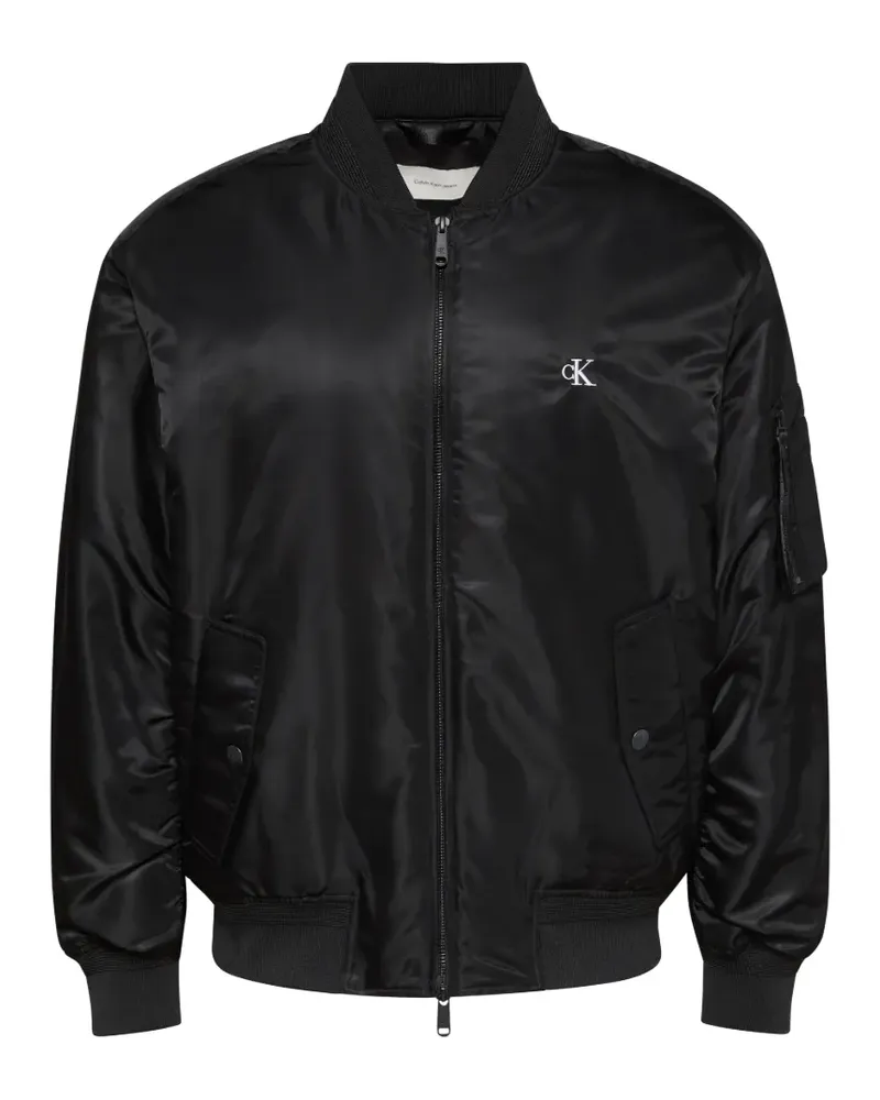Calvin Klein logo-embroidered bomber jacket - Schwarz Schwarz