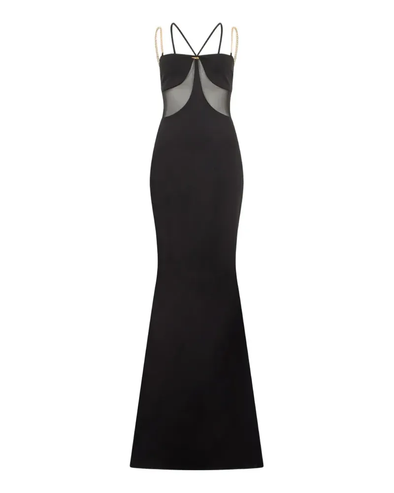 Roberto Cavalli Kleid mit Mesh-Einsatz und Kettengliedern - Schwarz Schwarz