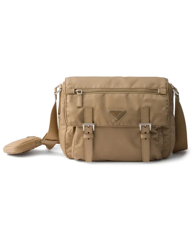 Prada Schultertasche mit Logo-Schild - Nude Nude