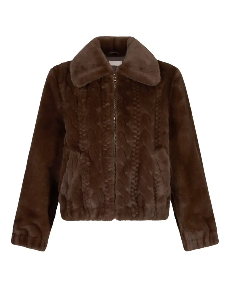 Liu Jo Teddy bomber jacket with cable knit detailing - Braun Braun