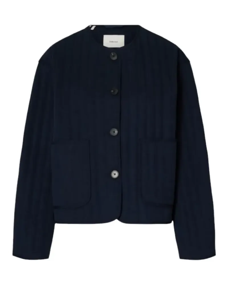 Selected button quilted cardigan - Blau Blau