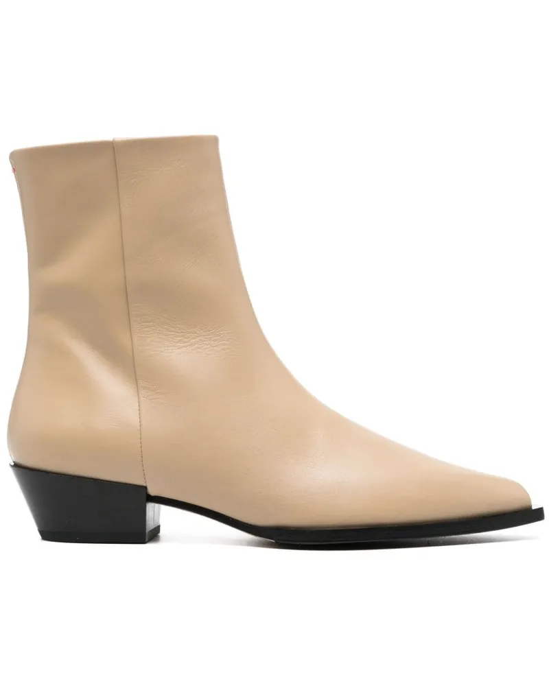 aeyde Ruby Stiefeletten mit spitzer Kappe Nude