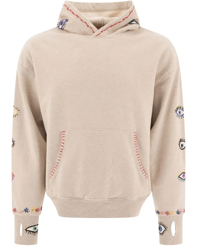 KAPITAL Hoodie mit Augen-Motiv - Nude Nude