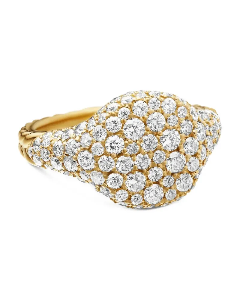 David Yurman 18kt Chevron Gelbgold-Pinky-Ring mit Diamanten (10mm Gold