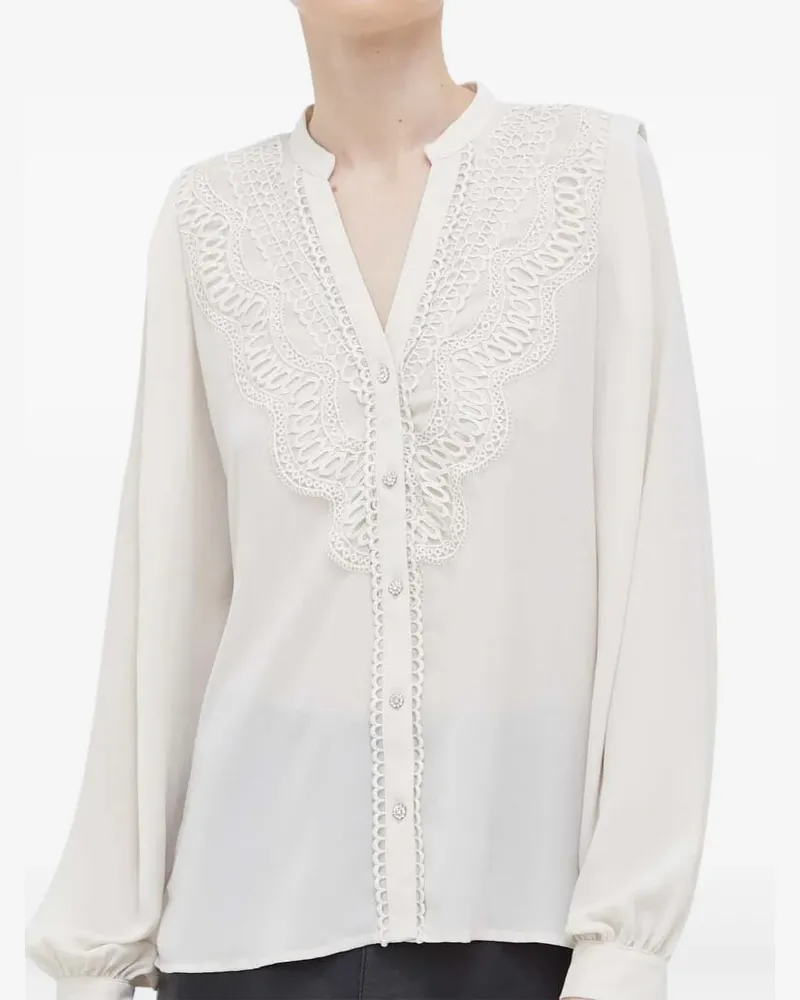 BRUUNS BAZAAR Bluse mit Spitzendetail - Nude Nude