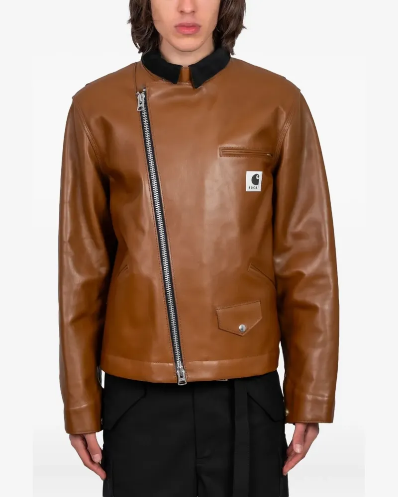 Sacai x Carhartt WIP leather jacket - Braun Braun