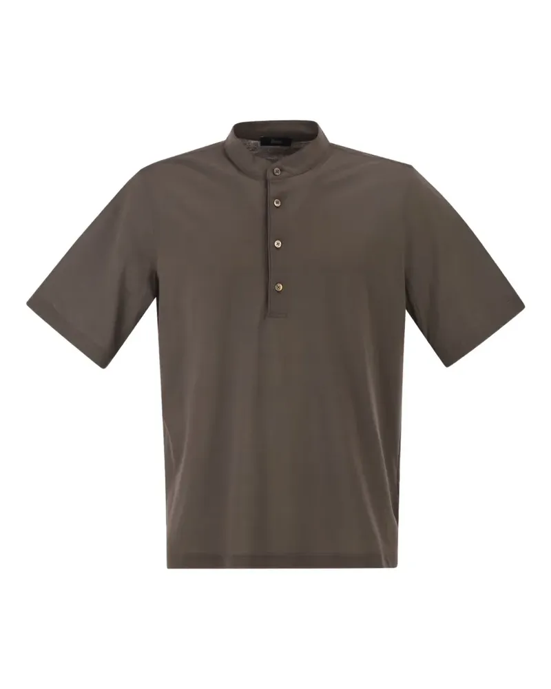 Herno standing-collar polo shirt - Braun Braun
