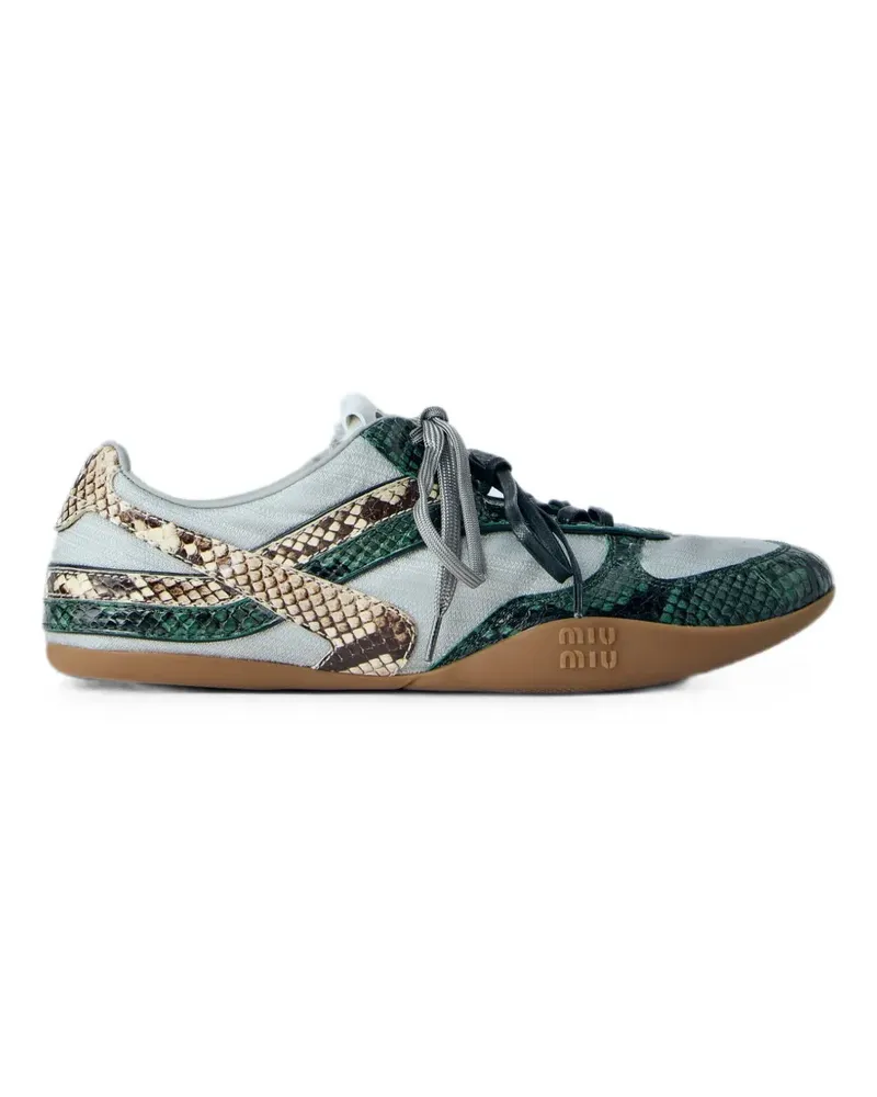 Miu Miu snakeskin-effect lace-up sneakers - Grün Grün