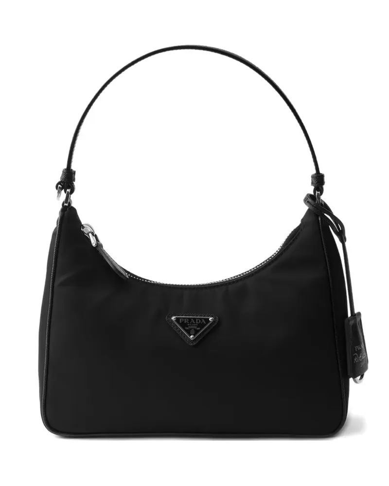 Prada mini Re-Edition 2005 triangle-logo tote bag - Schwarz Schwarz