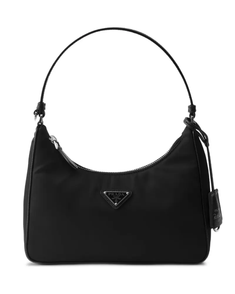 Prada mini Re-Edition 2005 triangle-logo tote bag - Schwarz Schwarz