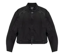 Jeansjacke mit Reißverschluss - Schwarz