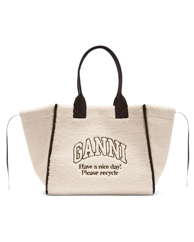 Ganni Tote Bag mit Logo - Nude Nude