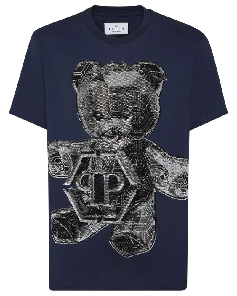 Philipp Plein T-Shirt mit Teddy - Blau Blau