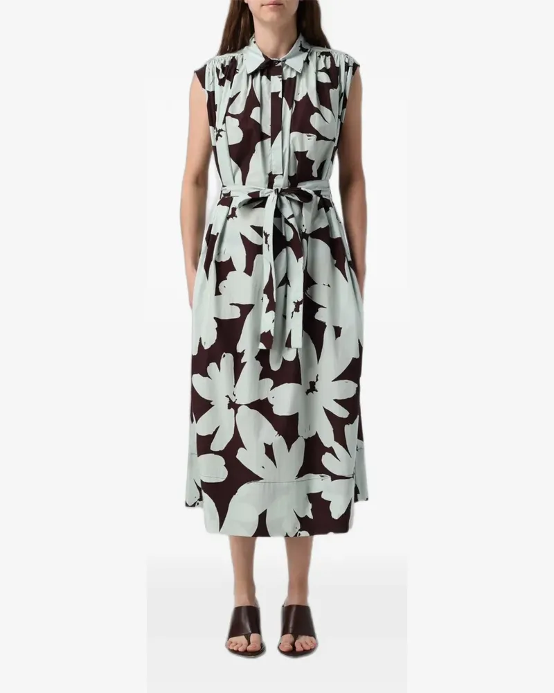 MEIMEIJ floral-print belted midi dress - Grün Grün