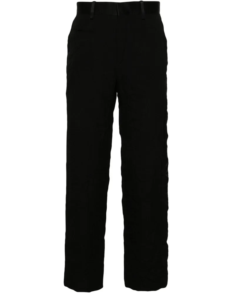 Undercover Halbhohe Straight-Leg-Hose mit Knitteroptik - Schwarz Schwarz