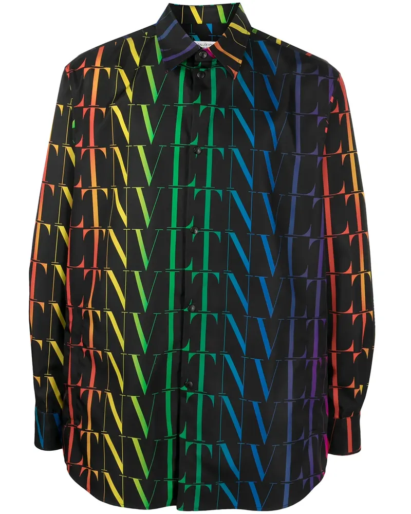 Valentino Garavani Hemd mit VLTN Times-Print - Schwarz Schwarz