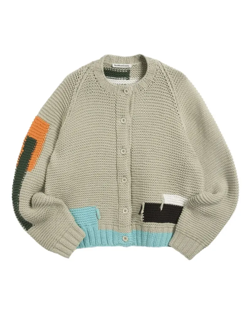 YMC colour-block cardigan - Nude Nude