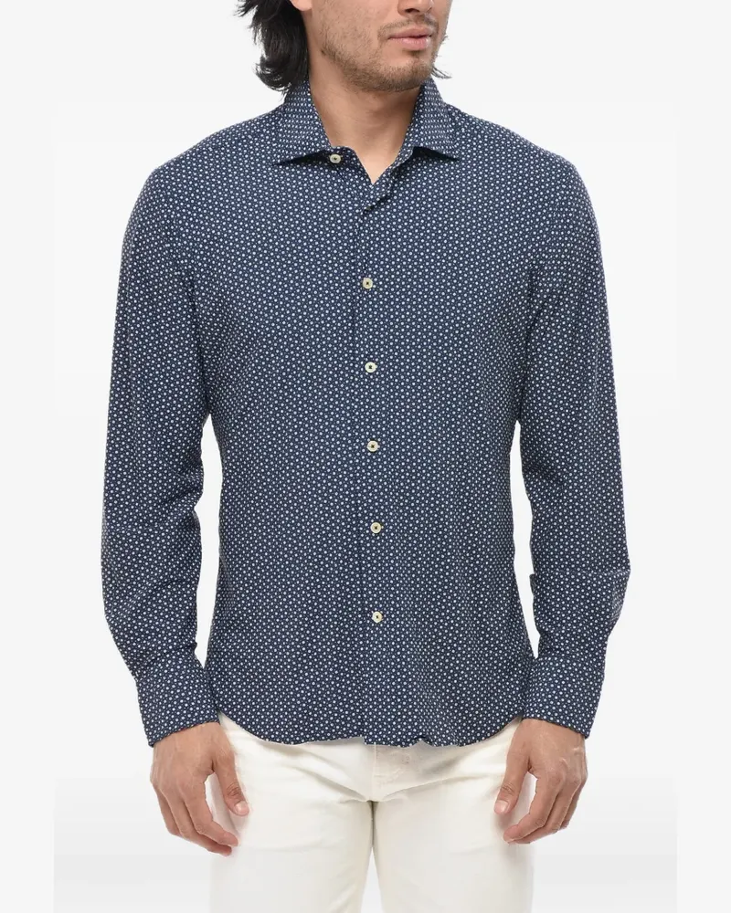 Alessandro Gherardi patterned-fabric French-collar shirt - Blau Blau