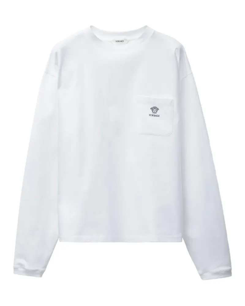 Versace Langarmshirt mit Tasche - Weiß Weiß