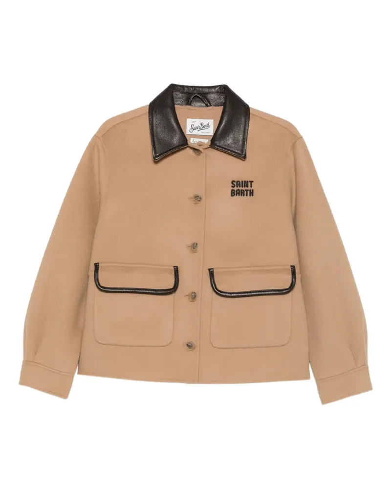 MC2 Saint Barth Glacienne contrast-collar logo-embroidered jacket - Nude Nude
