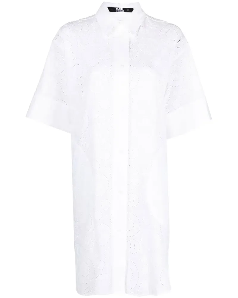 Karl Lagerfeld Hemdkleid mit Lochstickereien - Weiß Weiß