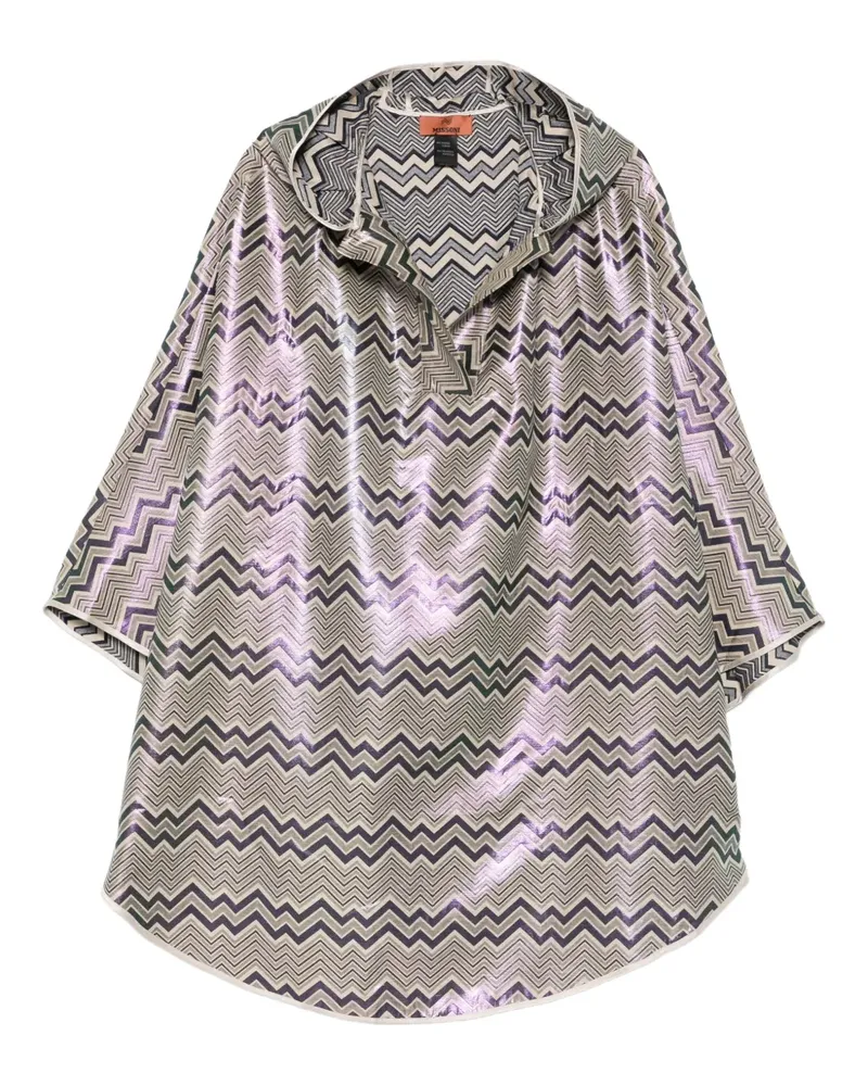 Missoni chevron-pattern hood cape - Blau Blau