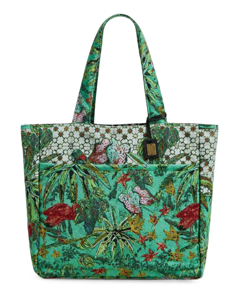Amir Slama Tote Bag aus gemustertem Baumwolljacquard - Grün Grün