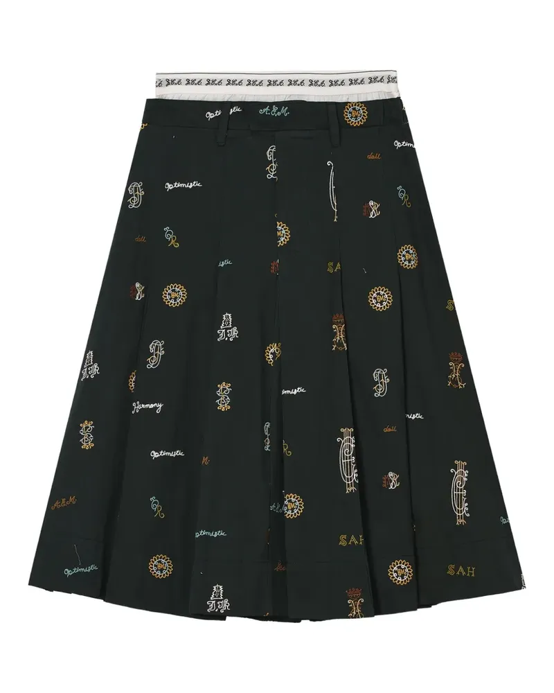 Sea Juliet embroidered pleated midi skirt - Grün Grün