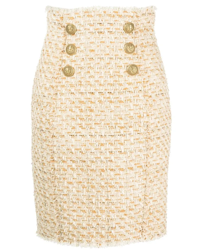 Balmain Bleistiftrock mit Zierknöpfen - Nude Nude